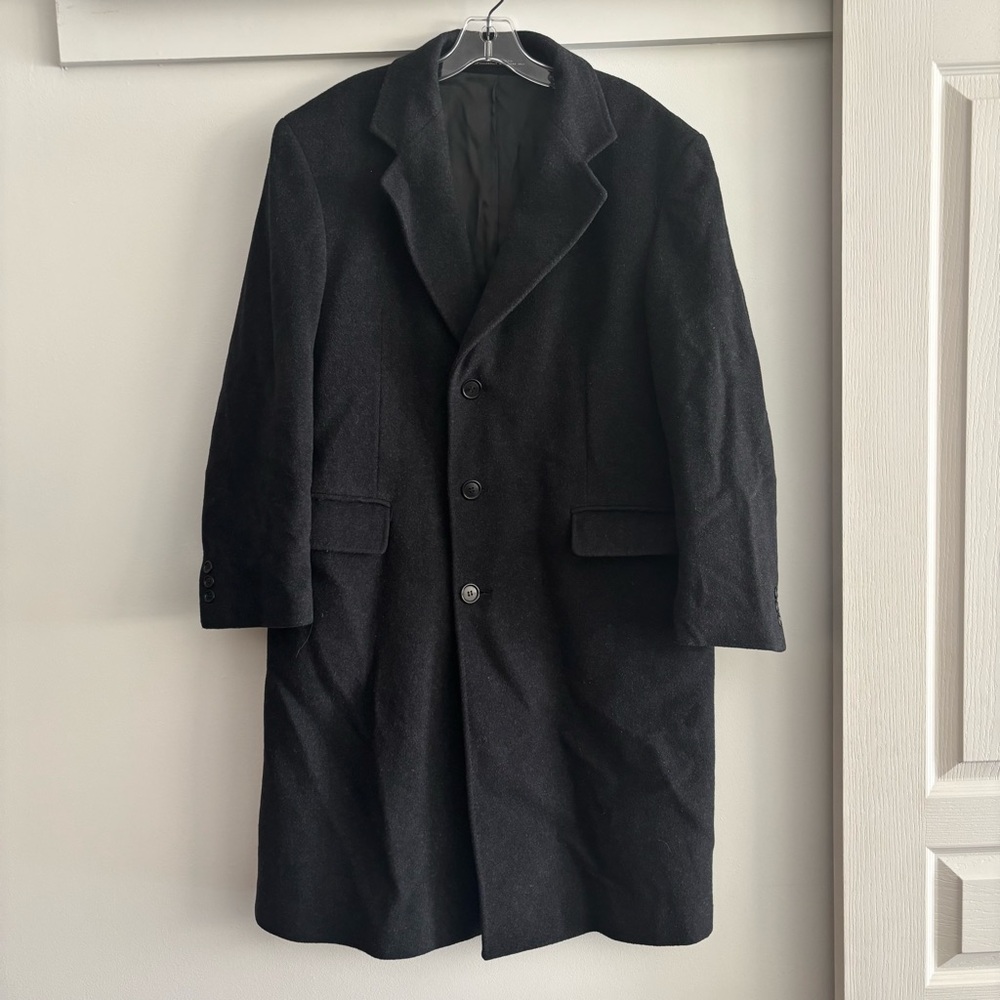 Christian St. John Black Wool Trench Coat